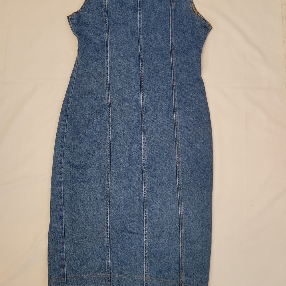 TRUE BLUE Denim Blue Jean Maxi Dress Vintage 90s y2k Western 100% Cotton Size M - Picture 5 of 15